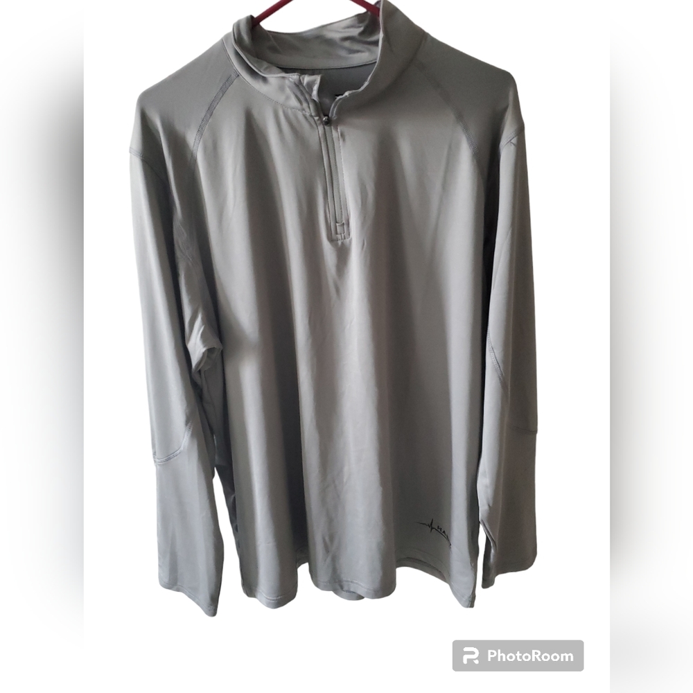 Mens Habit long sleeve 1/4 zip workout grey shirt size LG running training exerc
